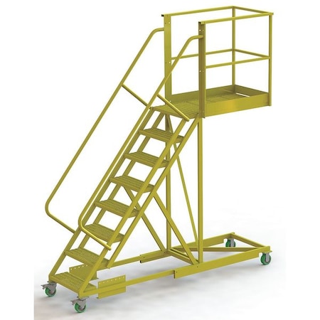 Tri-Arc 122 in H Steel Cantilever Rolling Ladder, 8 Steps, 300 lb Load Capacity UCS500840246