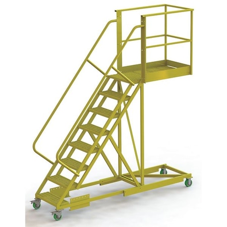 Tri-Arc 122 in H Steel Cantilever Rolling Ladder, 8 Steps, 300 lb Load Capacity UCS500840242