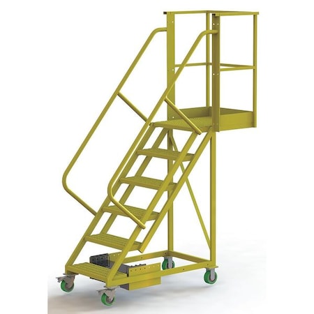 Tri-Arc 102 in H Steel Cantilever Rolling Ladder, 6 Steps, 300 lb Load Capacity UCU500620246