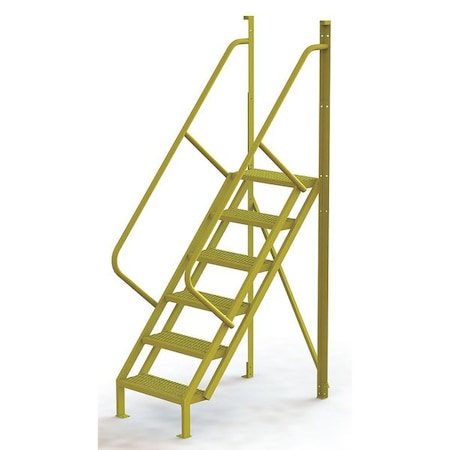 Tri-Arc 102 in Overall H, Ladder, Steel, 6 Steps, Yellow Powder Coated Finish, 1,000 lb Load Capacity UCL5006246