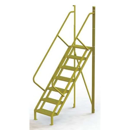 Tri-Arc 112 in Overall H, Ladder, Steel, 7 Steps, Yellow Powder Coated Finish, 1,000 lb Load Capacity UCL5007246