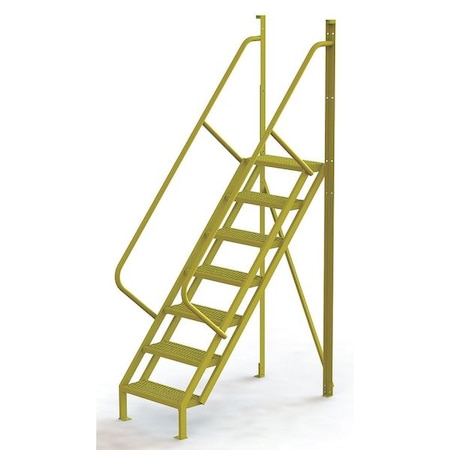 Tri-Arc 112 in Overall H, Ladder, Steel, 7 Steps, Yellow Powder Coated Finish, 1,000 lb Load Capacity UCL5007242