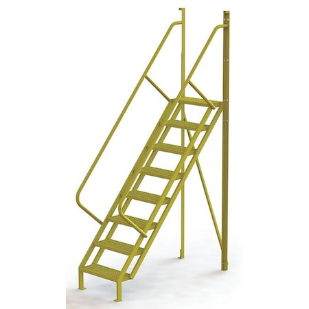 Tri-Arc 122 in Overall H, Ladder, Steel, 8 Steps, Yellow Powder Coated Finish, 1,000 lb Load Capacity UCL5008242