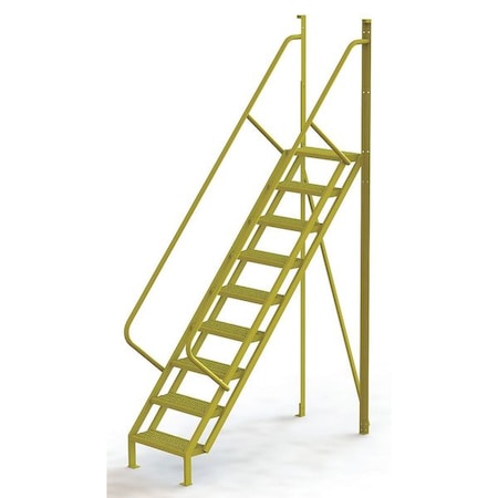 Tri-Arc 132 in Overall H, Ladder, Steel, 9 Steps, Yellow Powder Coated Finish, 1,000 lb Load Capacity UCL5009242