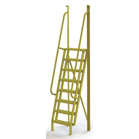 Tri-Arc 122 in Overall H, Ladder, Steel, 8 Steps, Yellow Powder Coated Finish, 1,000 lb Load Capacity UCL7508246