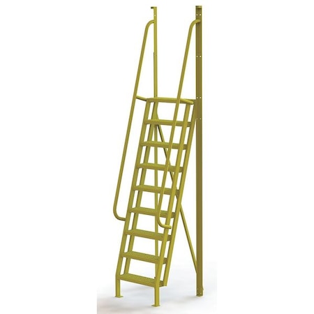 Tri-Arc 132 in Overall H, Ladder, Steel, 9 Steps, Yellow Powder Coated Finish, 1,000 lb Load Capacity UCL7509246