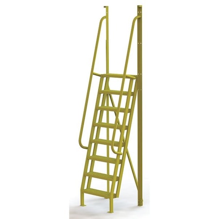 Tri-Arc 122 in Overall H, Ladder, Steel, 8 Steps, Yellow Powder Coated Finish, 1,000 lb Load Capacity UCL7508242
