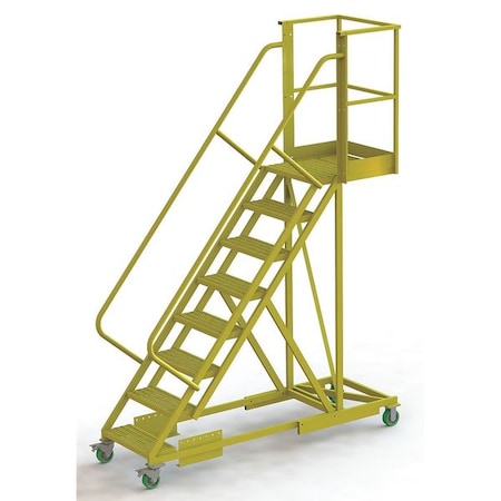Tri-Arc 122 in H Steel Cantilever Rolling Ladder, 8 Steps, 300 lb Load Capacity UCS500820242