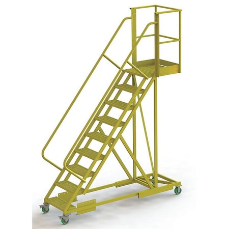 Tri-Arc 132 in H Steel Cantilever Rolling Ladder, 9 Steps, 300 lb Load Capacity UCS500920242