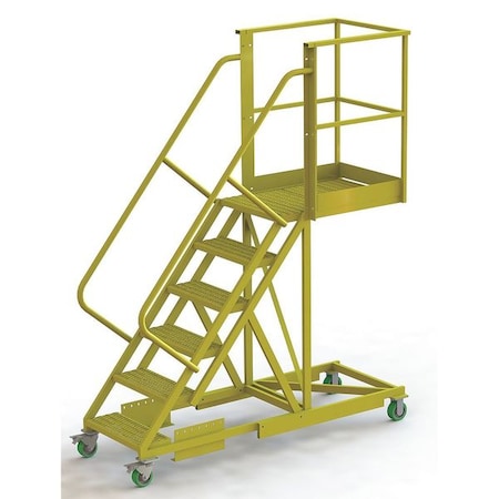 Tri-Arc 102 in H Steel Cantilever Rolling Ladder, 6 Steps, 300 lb Load Capacity UCS500630246