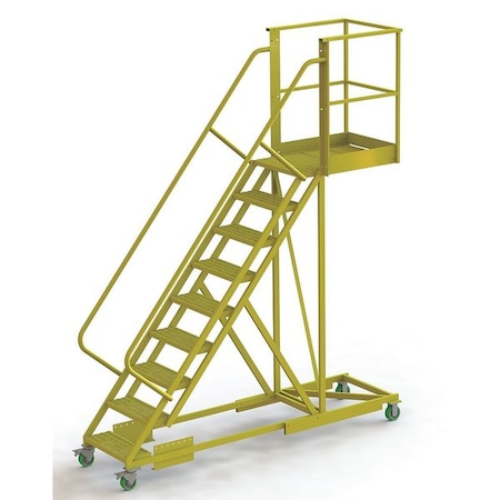 Tri-Arc 132 in H Steel Cantilever Rolling Ladder, 9 Steps, 300 lb Load Capacity UCS500930246