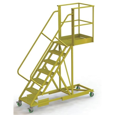 Tri-Arc 112 in H Steel Cantilever Rolling Ladder, 7 Steps, 300 lb Load Capacity UCS500730242