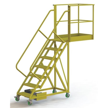 Tri-Arc 112 in H Steel Cantilever Rolling Ladder, 7 Steps, 300 lb Load Capacity UCU500740246