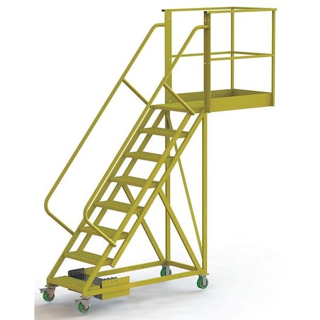 Tri-Arc 122 in H Steel Cantilever Rolling Ladder, 8 Steps, 300 lb Load Capacity UCU500840246