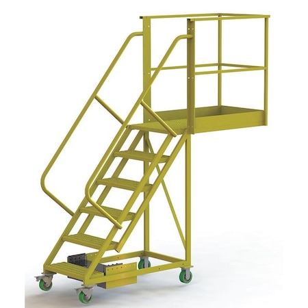 Tri-Arc 102 in H Steel Cantilever Rolling Ladder, 6 Steps, 300 lb Load Capacity UCU500640242