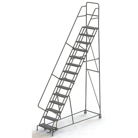 Tri-Arc 176 in H Steel Rolling Ladder, 14 Steps, 450 lb Load Capacity KDSR114246