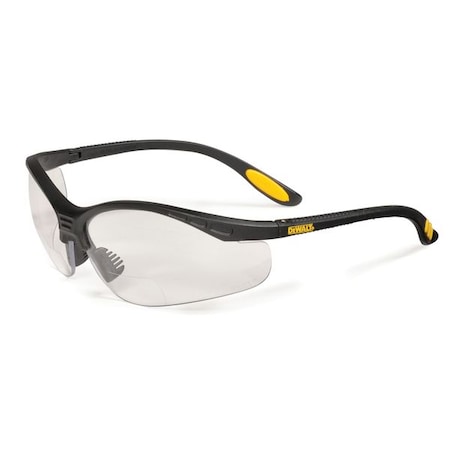 Dewalt Reinforcer RX(TM) Reader Safety Glasses, Black Wraparound Frame, 3.0 Diopter, Clear Lens, Universal DPG59-130D