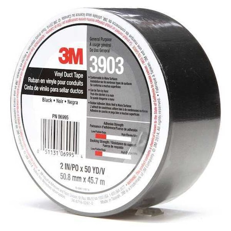 3M Duct Tape, Black, 50 yd L, 2 in W 3903