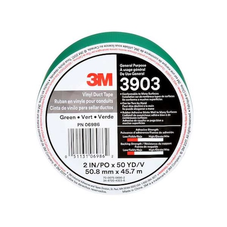 3M Duct Tape, Green, 50 yd L, 2 in W 3903