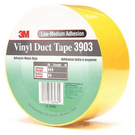 3M Duct Tape, Yellow, 50 yd L, 2 in W 3903
