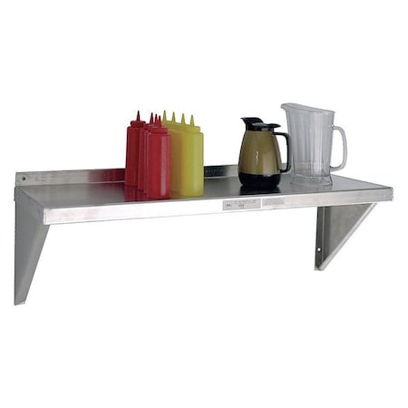 NEW AGE Aluminum Wall Shelf, 18"D x 48"W x 13-1/4"H, Silver 92094