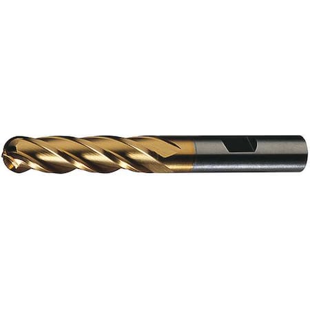 Cleveland 4-Flute HSS Ball Nose Single End MIll Cleveland HG-4B-TN TiN 3/8x3/8x1-1/2x3-1/4 C33328
