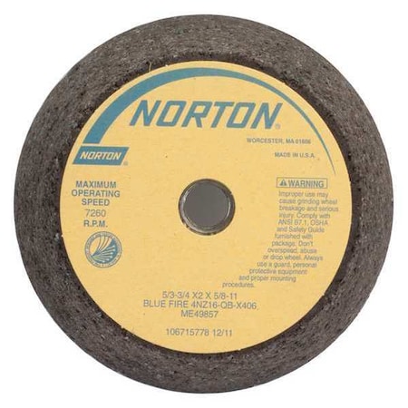 Norton Abrasives Flaring Cup Wheel, Type 11, Face Dia. 6 In 66253146922