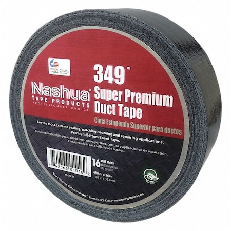 Nashua Duct Tape, Black, 39 yd L, 1-7/8 in W 349