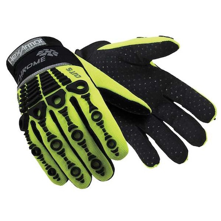 Hexarmor Chrome Series(R) Hi-Vis Cut-Resistant Impact Gloves, Synthetic Leather Palm, XL 4026-XL (10)