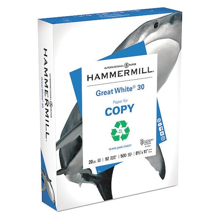 Hammermill Recycled Paper, 8-1/2 x 11 In, Wht, PK5000 HAM86700