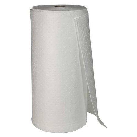 Brady Sorbent Roll, 70 gal, 3 ft x 144 ft, Oil, White, Polypropylene SPC150