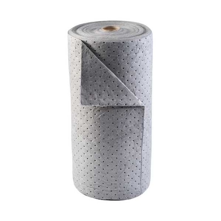 Brady Sorbent Roll, 38 gal, 30 in x 150 ft, Universal, Gray, Polypropylene BRU150