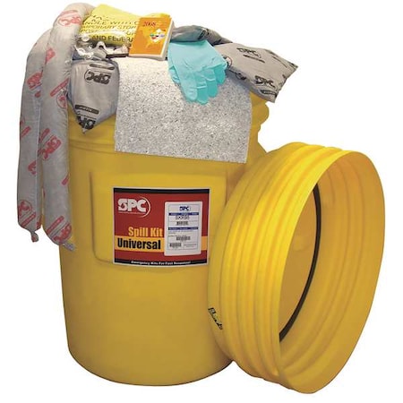 Brady Spill Kit, 93 gal Volume Absorbed per Kit, 95 gal Capacity, Drum, Yellow SKR-95