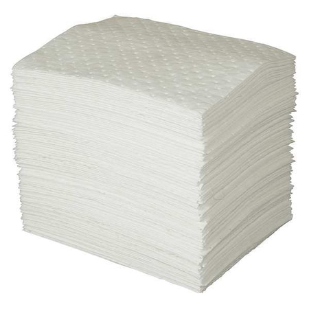 Brady Sorbent Pad, 20 gal, 15 in x 19 in, Oil, White, 100 PK OP300