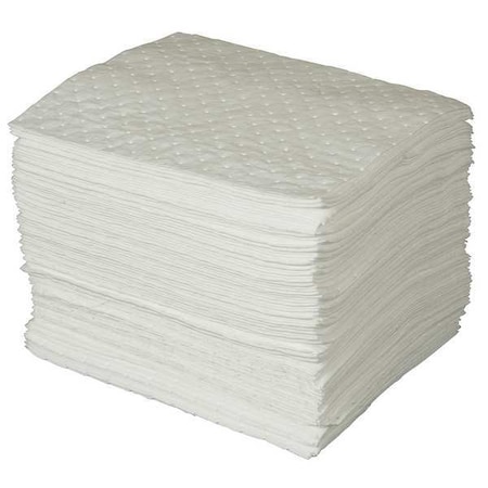 Brady Sorbent Pad, 20 gal, 15 in x 19 in, Oil, White, Polypropylene SPC500