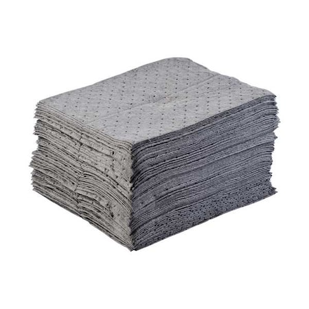 Brady Sorbent Pad, 20 gal, 15 in x 17 in, Universal, Gray, Polypropylene BPU100
