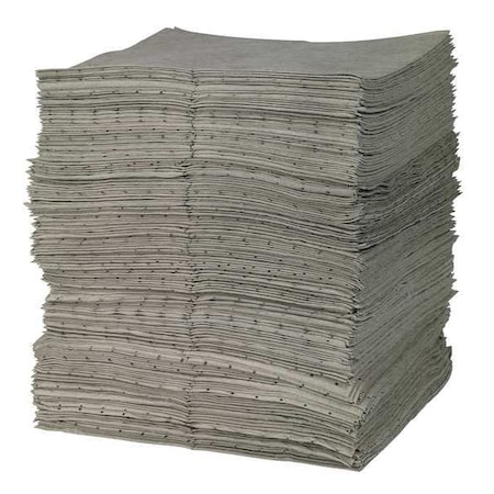 Brady Sorbent Pad, 34 gal, 15 in x 17 in, Universal, Gray, 200 PK BPU200