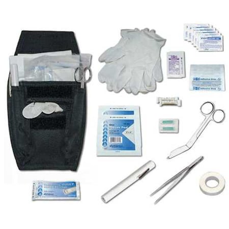 Emi Quick Aid First Aid kit, Cordura Nylon, 6 1/4 in L, 5 in W, Black 453