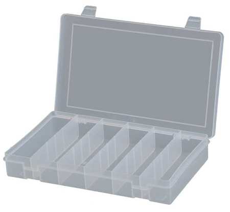 DURHAM MFG Compartment Box with 6 compartments, Plastic, 1 3/4 in H x 10-13/16 in W SP6-CLEAR