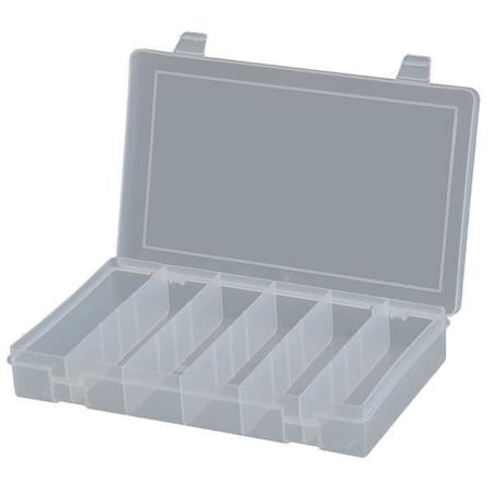 DURHAM MFG Compartment Box with 6 compartments, Plastic, 1 3/4 in H x 10-13/16 in W SP6-CLEAR