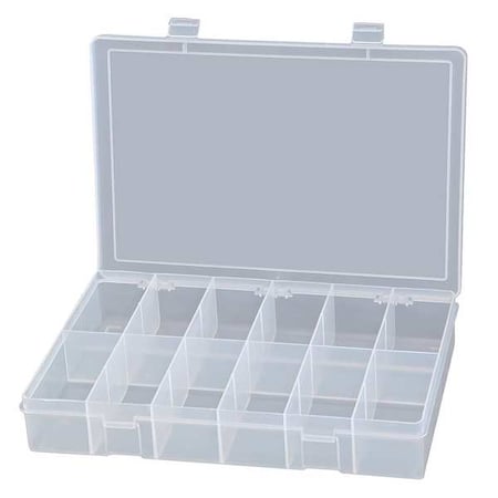 DURHAM MFG Compartment Box with 12 compartments, Plastic, 2-5/16" H x 13-1/8 in W LP12-CLEAR
