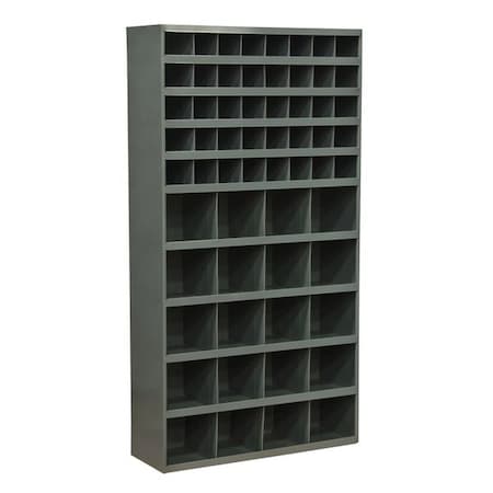 Durham Mfg Pigeonhole Bin Unit, 33.75 in W x 12 in D x 64.5 in H, 60 Compartments, Gray, Steel 730-95