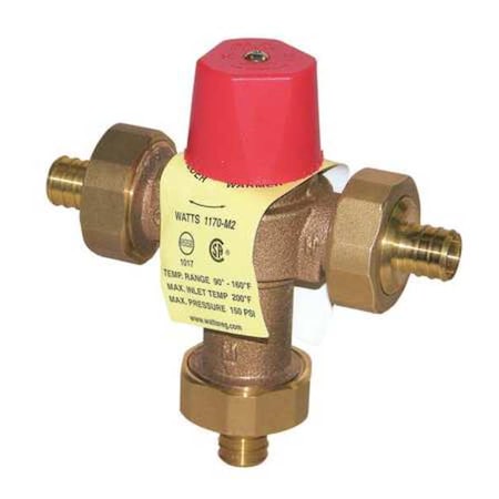 Watts Mixing Valve, Brass, 23 gpm, 5-9/16 In. H 1/2 LF1170M2-PEX