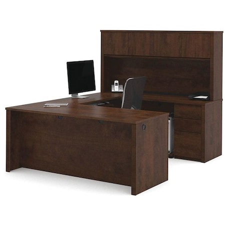 Bestar U Shaped Workstation Including Two Pedestals U-Shape Workstation, 92.6" D X 66-3/4" H, Chocolate 99853-69