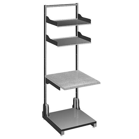 Hergo 3-Shelf Computer Workstation, Metal/Laminated Black/Gray 95-72241-000
