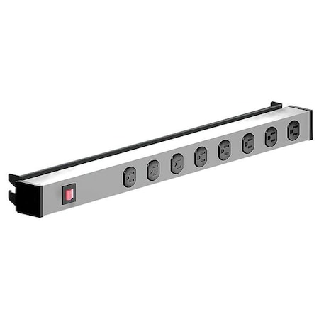 Hergo Power Strip, Switched, 15 ft., Gray 46-00050-624