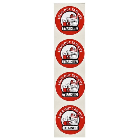 Brady Vinyl Hard Hat Label, 2" Diameter, Black, Red, White, PK4 42248