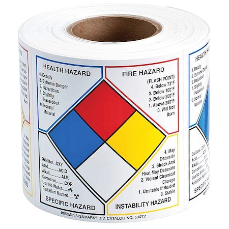 Brady NFPA Label, 6 In.H, 6 In.W, 500 Labels, PK500 53072