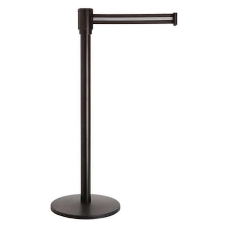 Brady Barrier Post with Belt, Black Post w/ Black/White Stripe Belt, 7 1/2 ft Length, 40 in Post Height 80125