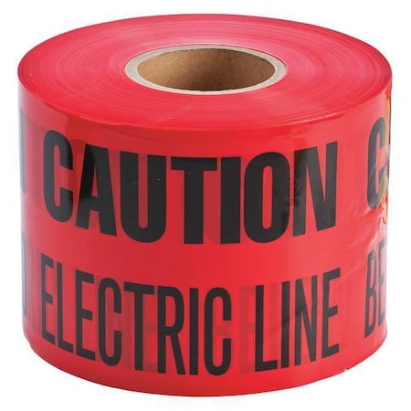 Zoro Select Underground Marking Tape, Caution Buried Electric Line Below, Red, 6 in Wide x 1,000 ft Length 91296